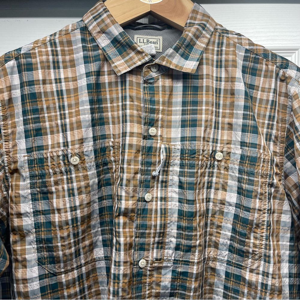 L.L. Bean Size XL Mens Short-sleeve Plaid Shirt Button-down - Picture 3 of 11